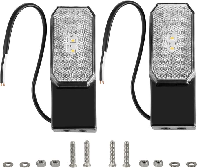 2x Witte LED Zijmarkeringslichten voor Trailer en Caravan 12V 24V met Reflector