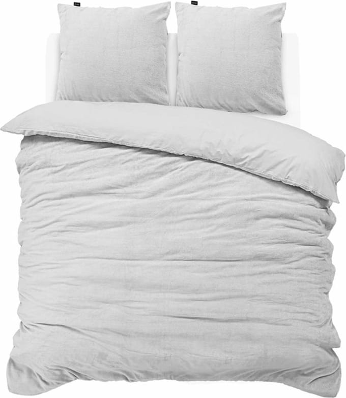 iSleep Dekbedovertrek Teddy Fleece - Eenpersoons - 140x200/220 cm - Creme