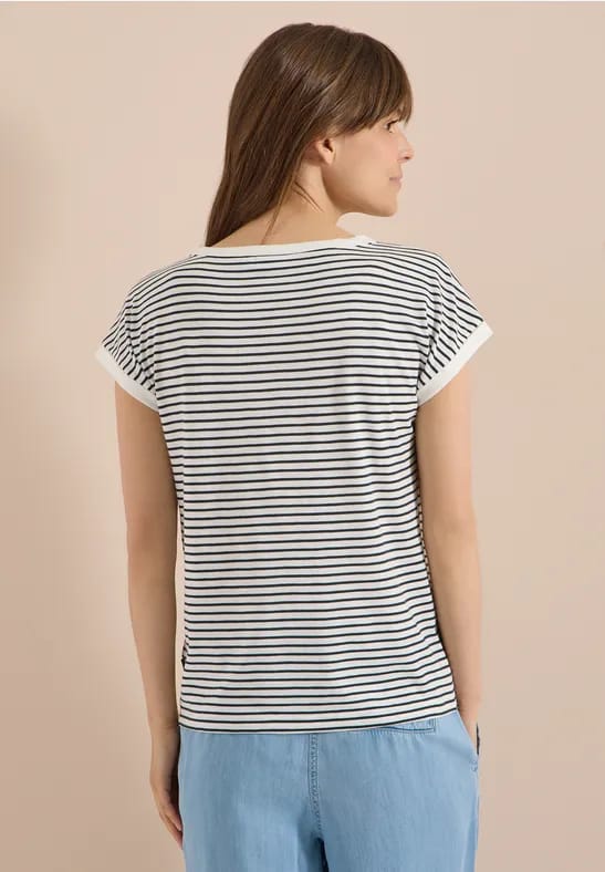 Shirt met boothals en strepen