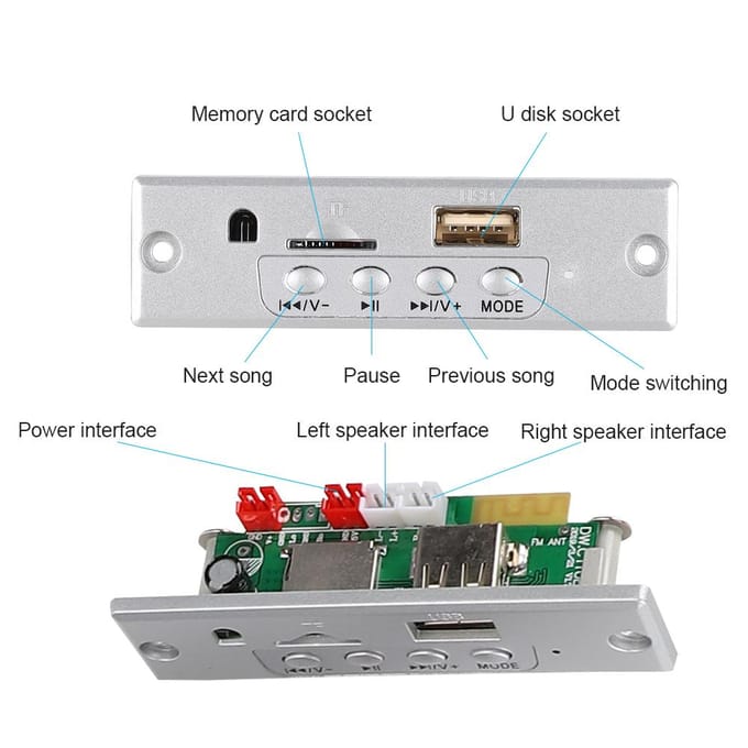 Bluetooth Speaker DIY Kit MP3 Muziekpakket Stereogeluid 3W Mini Eindversterker met Afstandsbediening blauw