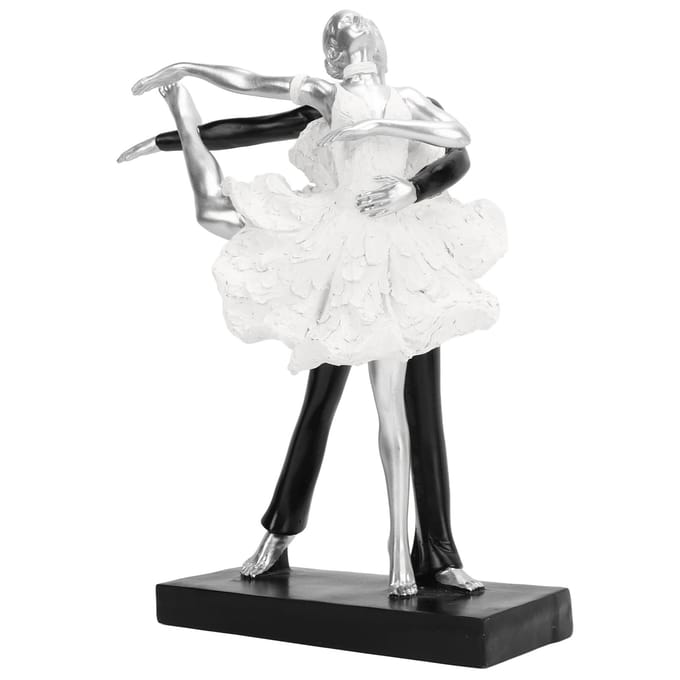 Koppel Dansen Sculptuur Modern Eenvoudig Innovatief Hars Handgemaakt Koppel Dansen Abstract Beeld Zilver Balletdans white