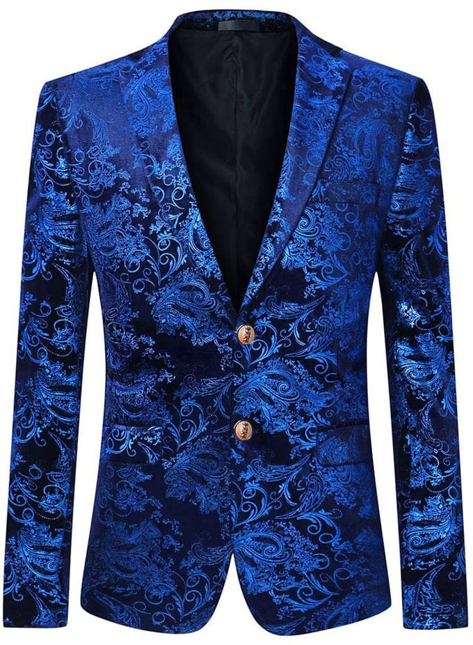 ALLTHEMEN Heren Colbert met Gouden Opdruk - Geborduurde Knopen - M
