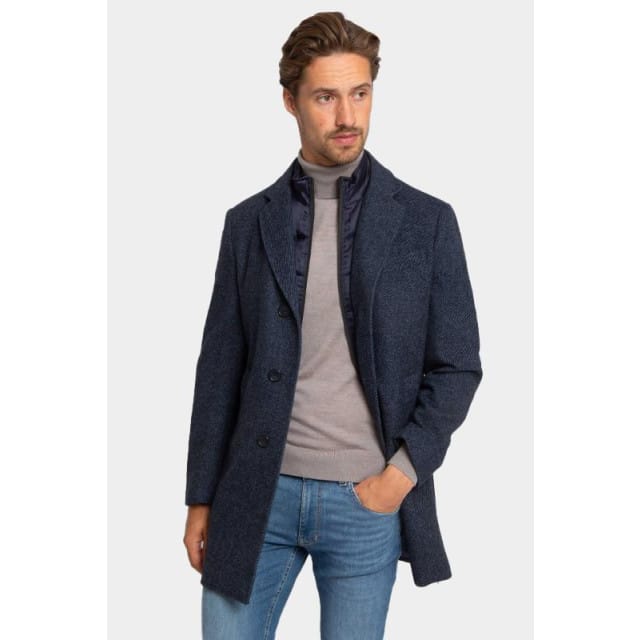 Suitable Coat Wol Twill Donkerblauw - Maat 56 - Heren - Mantels & coats