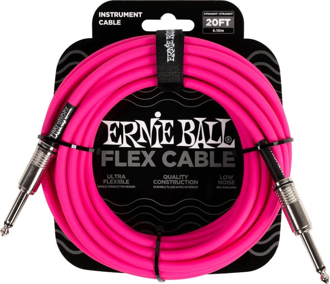 Ernie Ball 6418 Flex Cable Gitaarkabel Roze 6 Meter