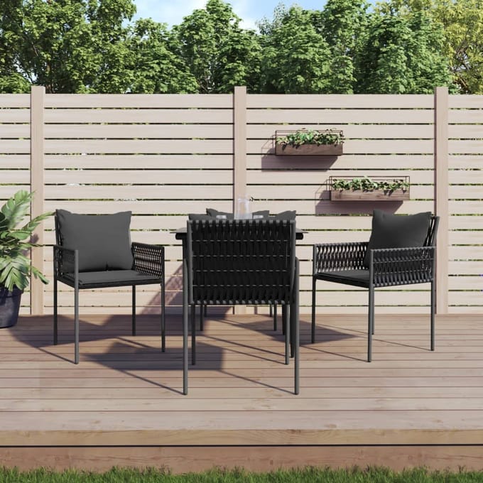 vidaXL - 5-delige - Tuinset - met - kussens - poly - rattan - en - staal
