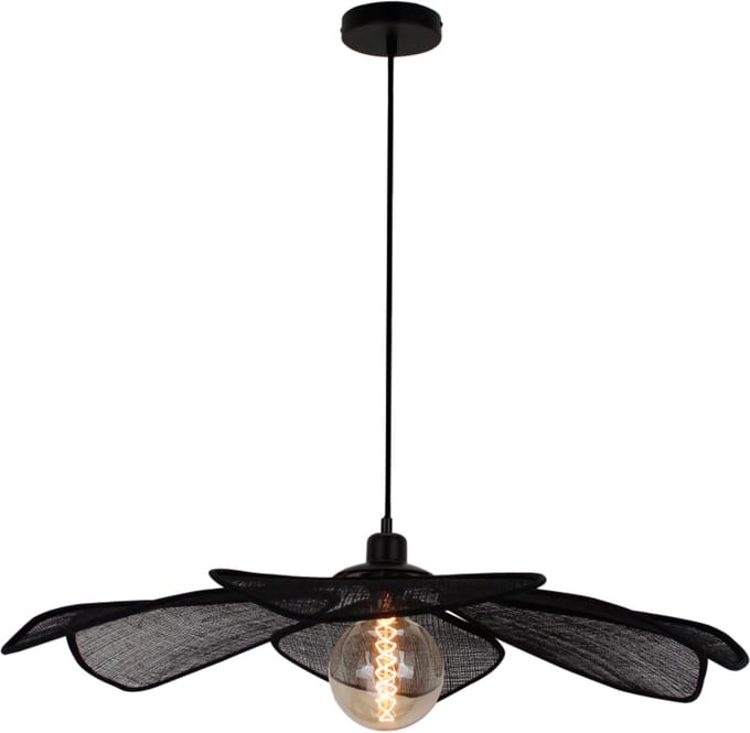 Chericoni Corvo Hanglamp - 1-lichts - Ø80 cm - Zwart - Sisal