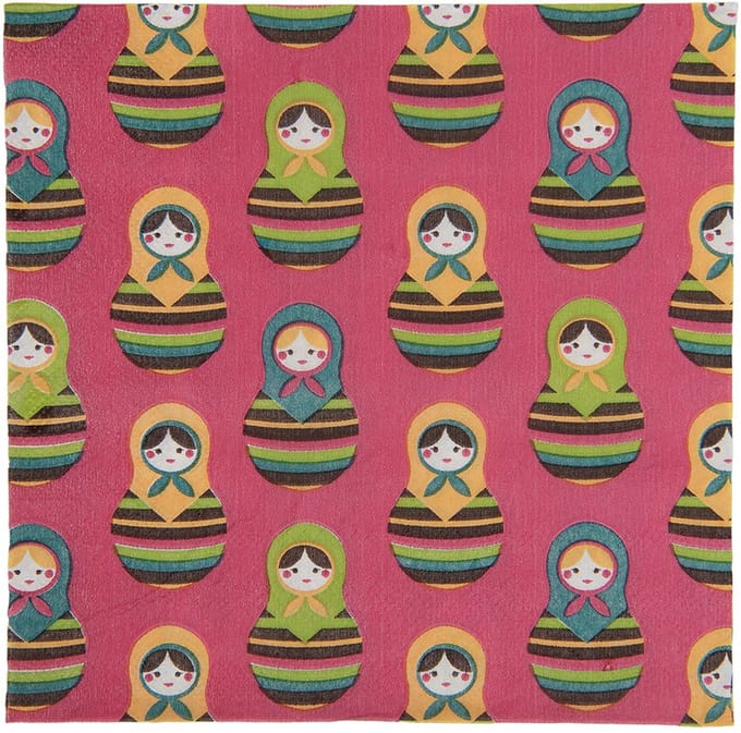Clayre & Eef Servetten Papier Set van 20 33x33 cm Roze Papier