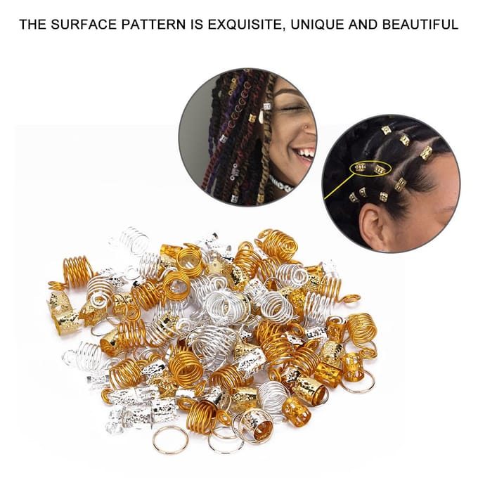 160 stuks Haarvlechtringen Dreadlocks Ring Holle Mode Haar Decoratie Accessoires beige