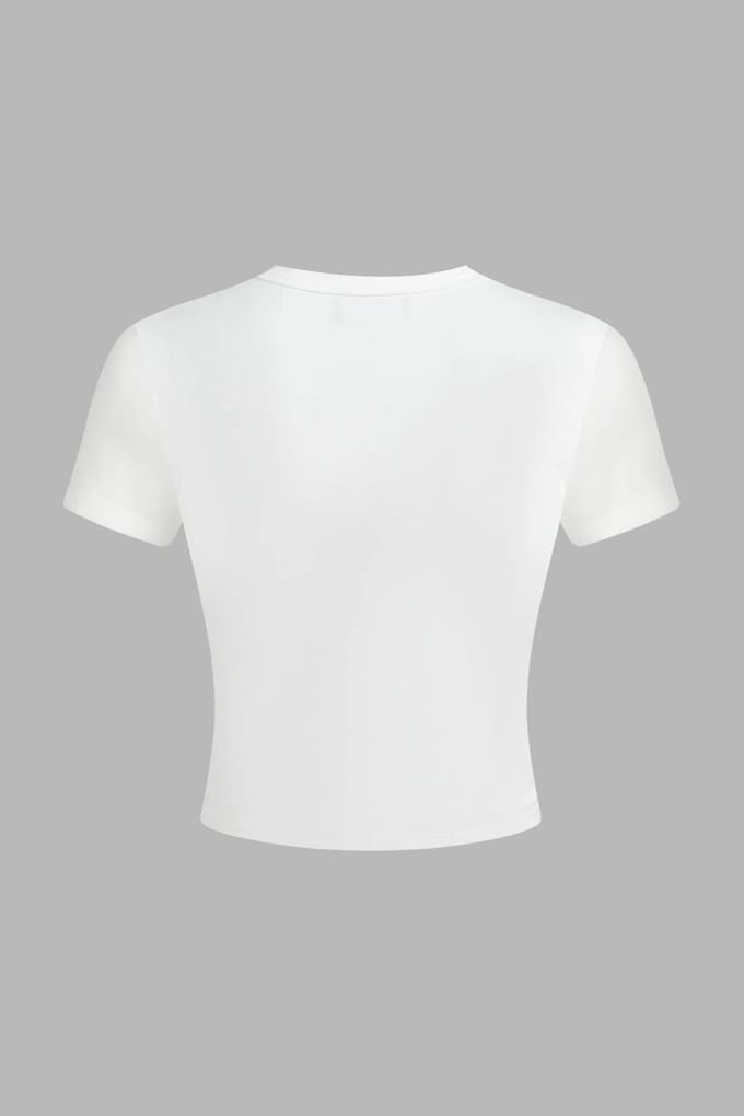 Geprinte Katoenen Crop T-Shirt
