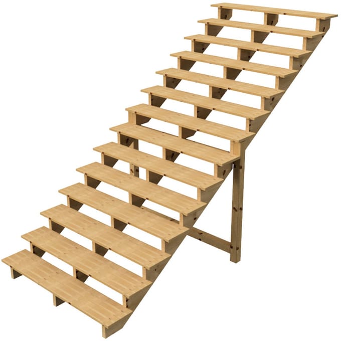 BERLIN Houten Buitentrap - 14 Open Treden 241 cm Hoog - 160 cm Breed
