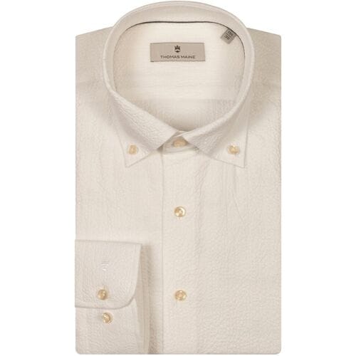 Thomas Maine Overhemd Torino Button-Down Seersucker Wit / male