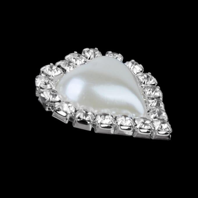 10 Crystal Rhinestone Pearl Knoppen FLATBACK Versiering Craft Decor Hart