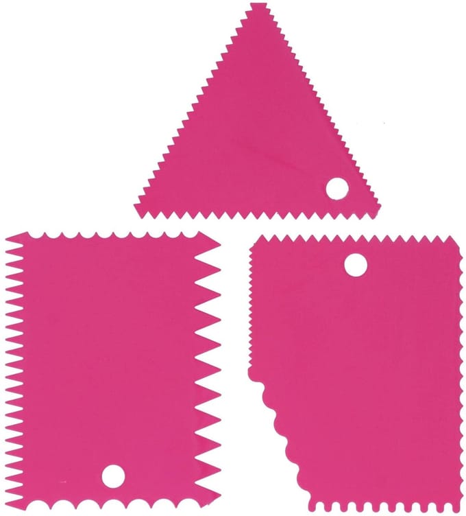 Dailygoods- Taartschaaf Set 3 Stuks - Stripes Edge Scraper - Cake Smoother - Plastic Gereedschap - Voor Het Decoreren Van Taarten - Professionele Afwerking