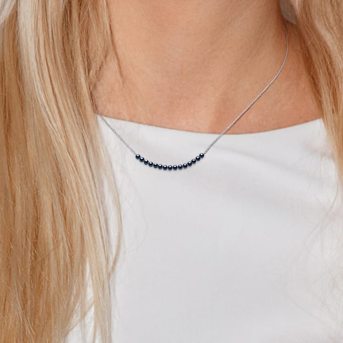 Ketting Curb 15 Pearls Black Cultuur White Gold