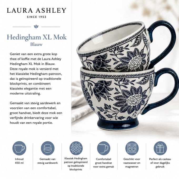 Laura Ashley Hedingham Collectables - Giftset 2 Mokken Hedingham Blue 43 cl.