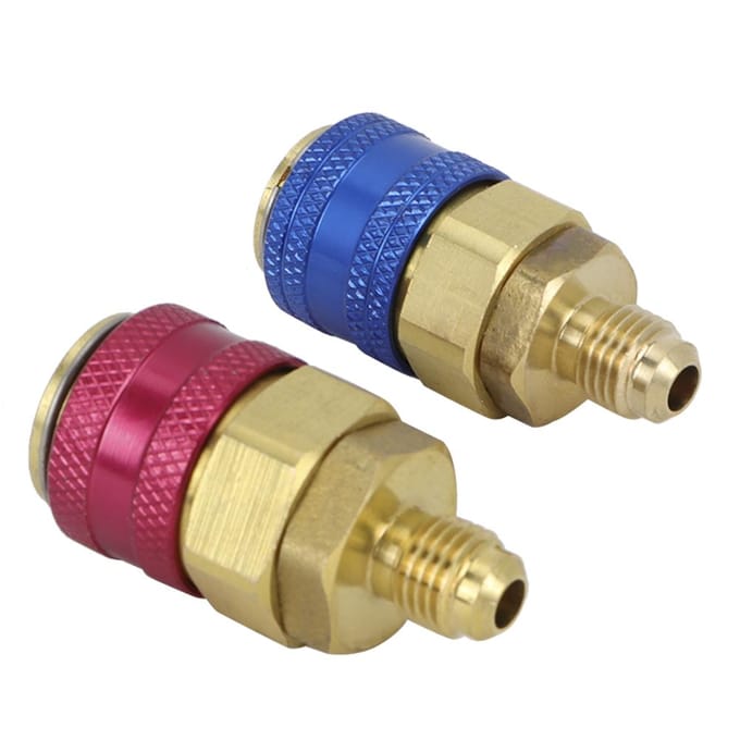 2 stuks auto-luchtsnelkoppelingen voor R134A, hoge/lage stand, rood/blauw