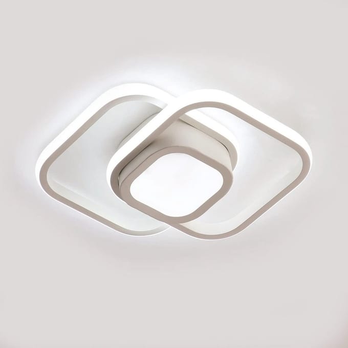 Dubbele vierkante LED-plafondlamp - wit, 32W, 6500K wit licht