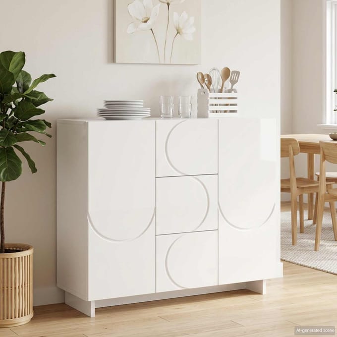vidaXL - Dressoir - Hoogglans - Wit - 85,5 - x - 31 - x - 75 - cm - Bewerkt - hout