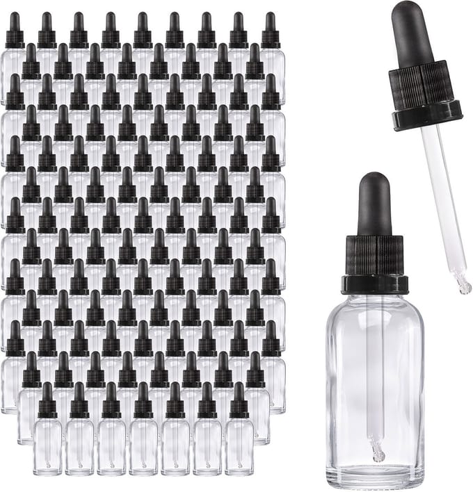 Oputec 143 x 30ml pipetfles transparant glas – doseerfles met glazen pipet