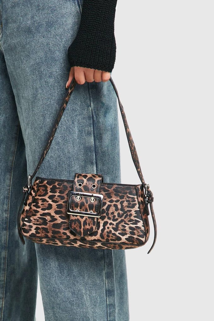 boohoo Dames Buckle Detail Luipaard Schoudertas | Luipaardprint