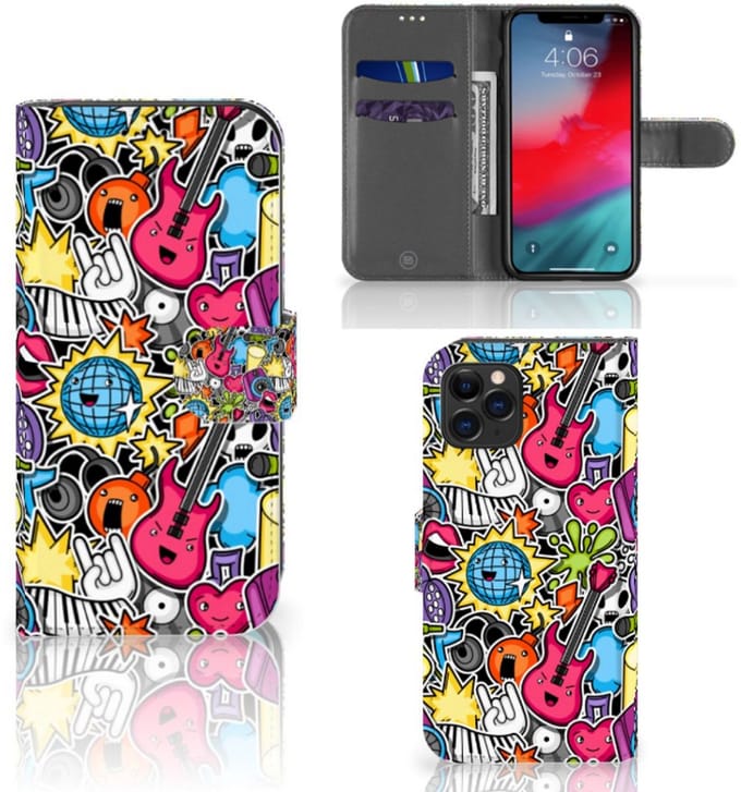 Apple iPhone 11 Pro Wallet Case met Pasjes Punk Rock