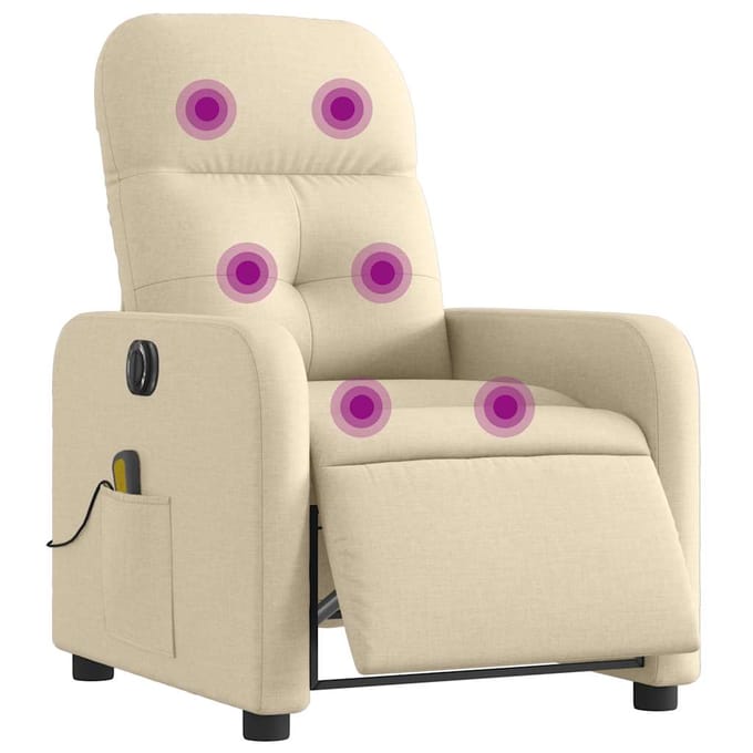vidaXL - Massagestoel - elektrisch - verstelbaar - stof - crèmekleurig