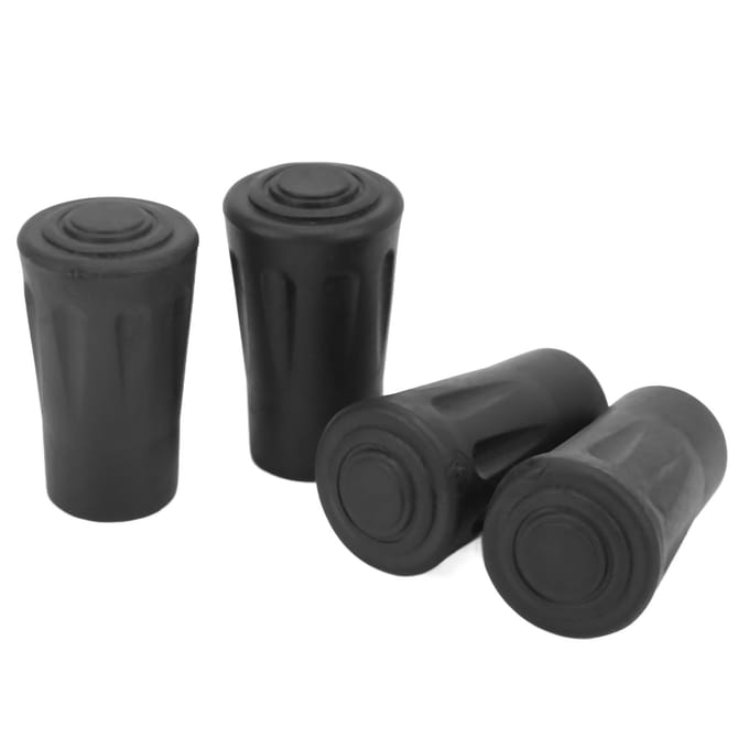 4 stuks rubberen vervangende puntbeschermers voor wandelstokken met een gatdiameter van 12 mm black
