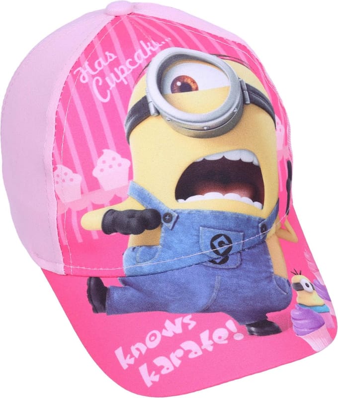 Roze meisjespet met klep Minions / 52cm