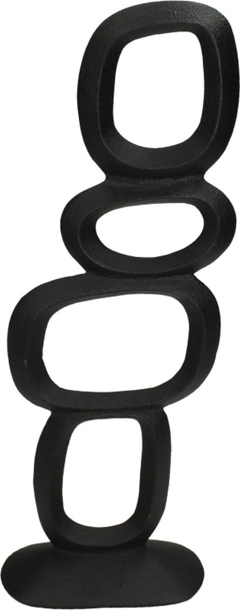 HD Collection Deco Beeld Stapel S - Metaal - Zwart - 15x41x7 cm (BxHxD)