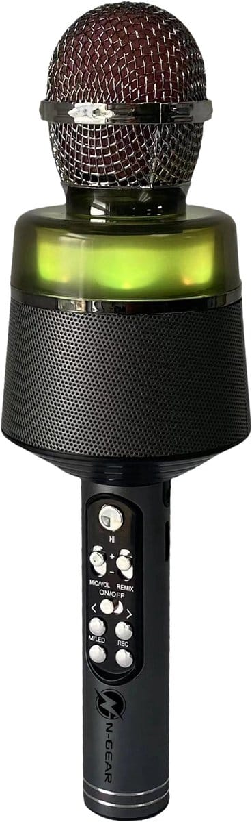 N-GEAR Star Mic - Bluetooth Karaoke Microfoon voor Kinderen - met Speaker & Verlichting - Draadloos - Space Grey