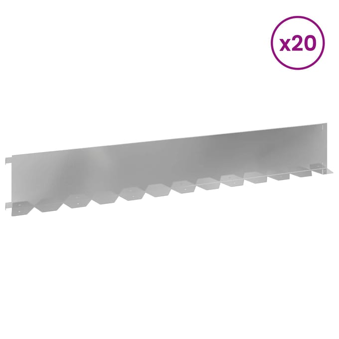 vidaXL - Gazonrand - 20 - st - 102 - x - 15 - x - 4 - cm - Staal - Zilverkleurig