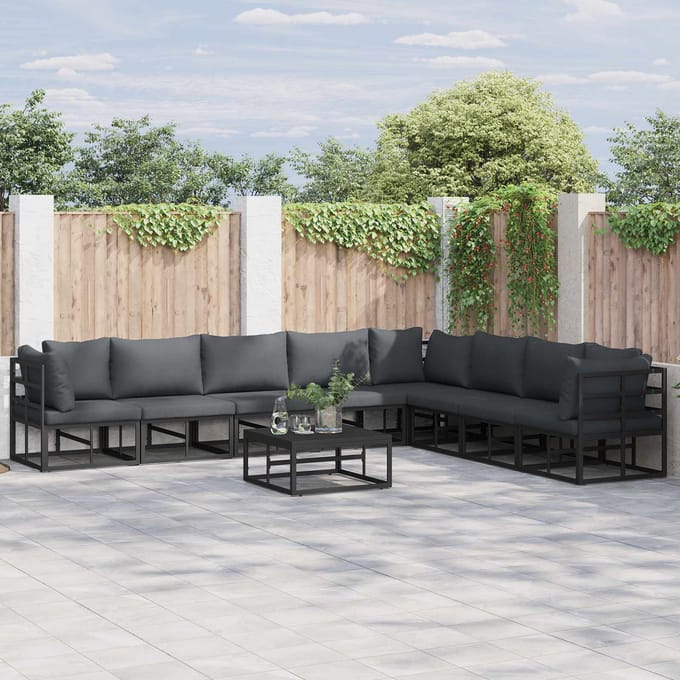 vidaXL - Tuinbank - Set - 8 - st - Zwart - Aluminium