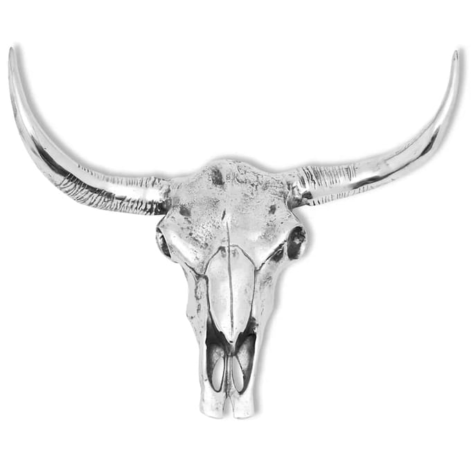 vidaXL - Schedel - muurdecoratie - aluminium - zilver