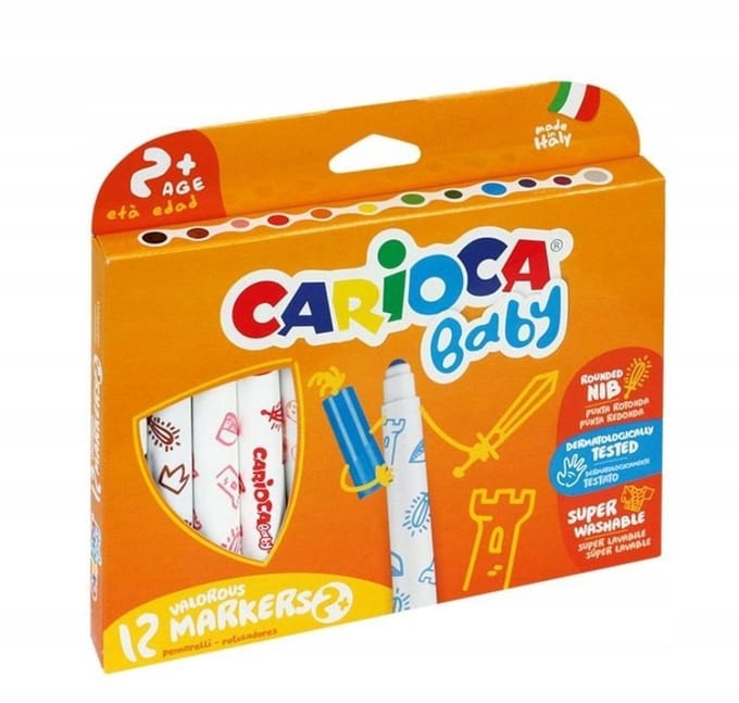 Carioca Maxi Baby Stiften Set - 12 Levendige Kleuren voor Kinderen