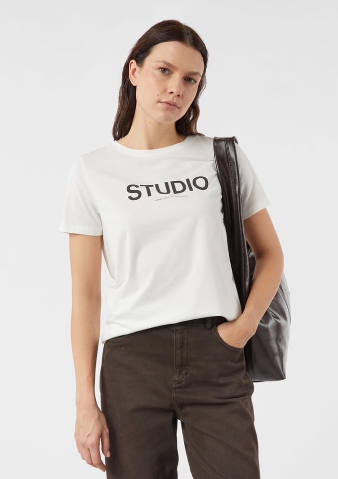 T-shirt met opdruk van 100% katoen voor dames COMMA