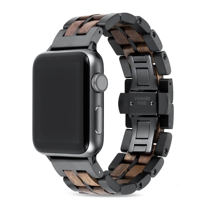 Apple Watch-bandje - walnotenhout en staal 38-41 mm