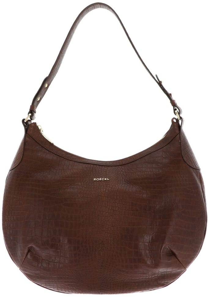 ROECKL Leren schoudertas Liberty Shoulderbag Croco Saddle Brown bruine