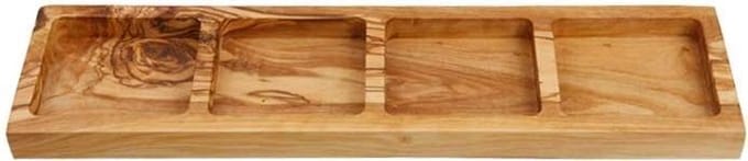 Snackschaal - 4 vaks - olijfhout - 37 x 10 cm