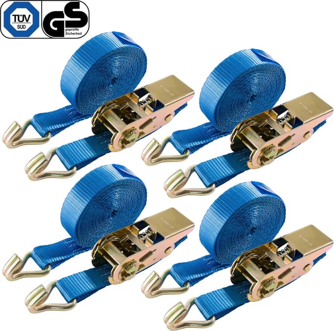 AREBOS 4 x Spanband - Spanbanden - Spanbanden met Ratel - 6 m x 25 mm