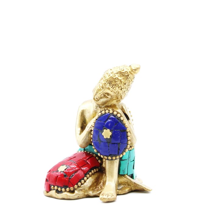 Boeddhabeeld van messing - groot hoofd - 11,5 cm