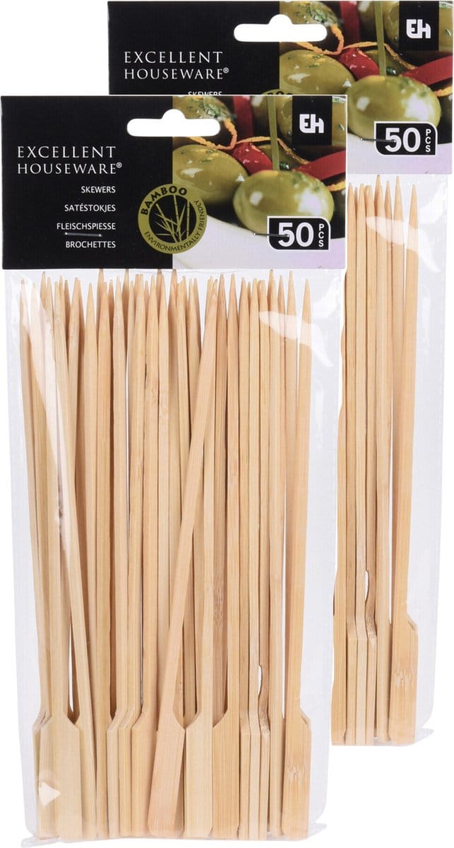 Sate prikkers/stokjes - 100 stuks - bamboe hout - 20 cm - BBQ spiesen
