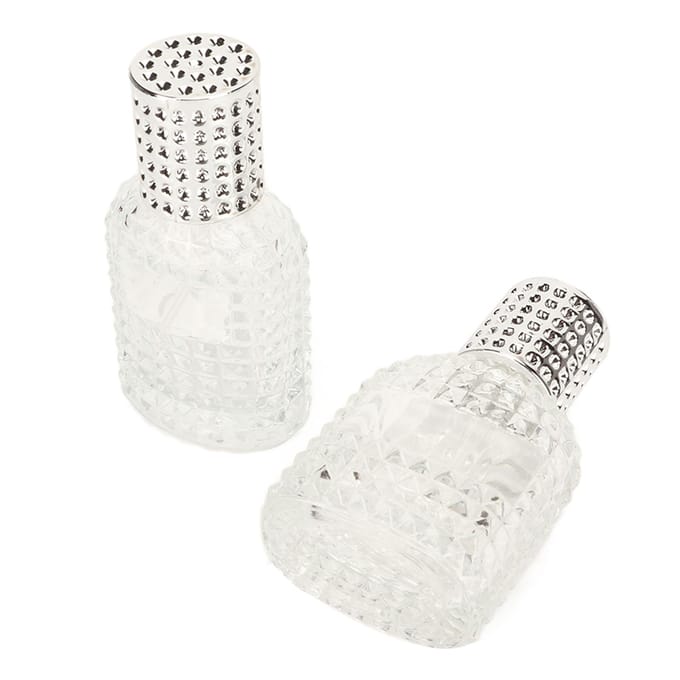 2 stuks Parfumsprayfles Dik Glas Ruitpatroon Transparant Navulbaar Lege Fles 30ml white