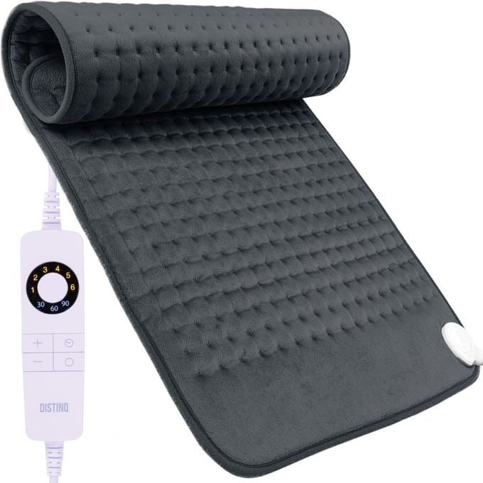 DistinQ Elektrisch warmtekussen - 45 x 85 cm - XXL formaat - Automatische uitschakeling - Grijs