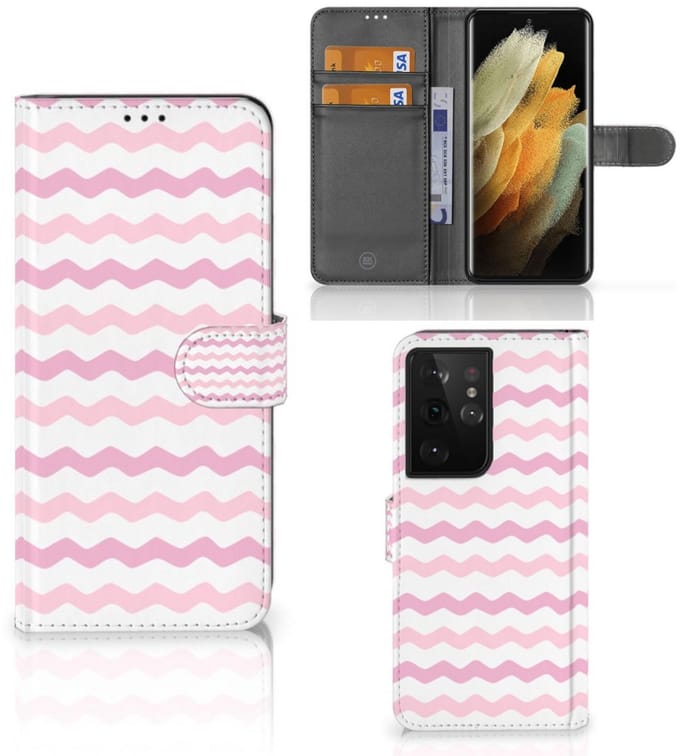 Samsung Galaxy S21 Ultra Telefoon Hoesje Waves Roze