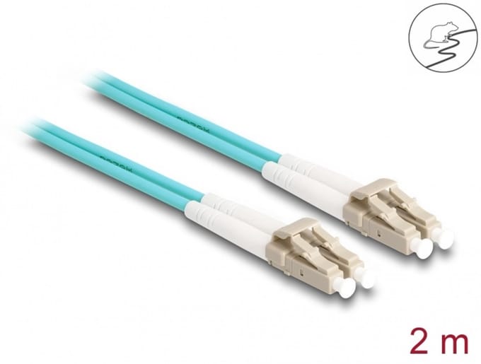 Delock Fiber Optical Cable with metal armouring LC Duplex to LC Duplex Multi-mode OM3 2 m