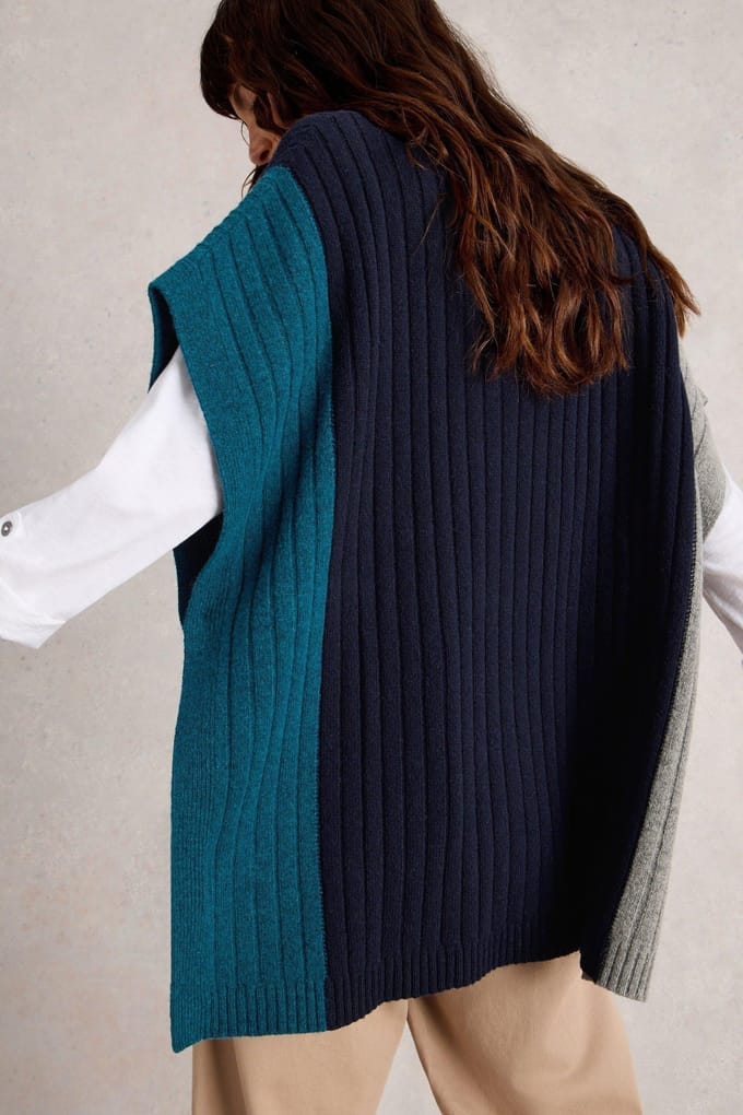 White Stuff Ava Knitted Poncho Navy Multi Taglia: XL | Poncho Outlet | Uomo | Blu