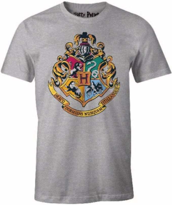Harry Potter - Hogwarts Houses Grey Melange T-Shirt - S