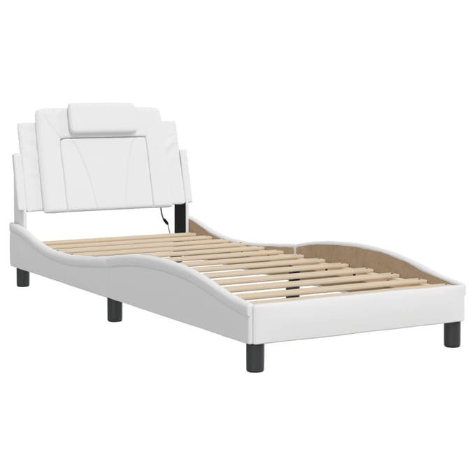 vidaXL - Bedframe - "Viana" - met - LED - zonder - matras - wit - 90x200 - cm