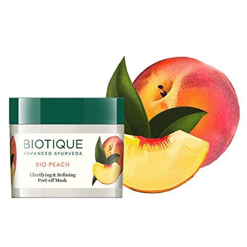 Biotique Bio Perzik Peel Off Masker Voor Vette Acne Huid – Zuiverend & Verfijnend – 50ml Dierproefvrij blue