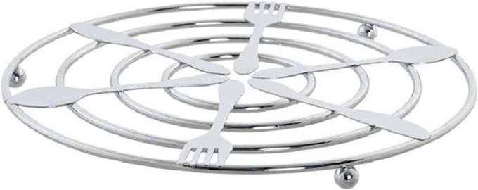 Items Pannenonderzetter - zilverkleurig - metaal - 20 cm - rond